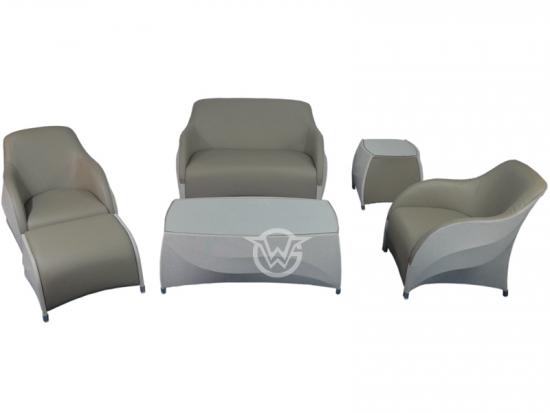 Outdoor Furniture Aluminum Frame Cover Imitation Leather Sofa Set