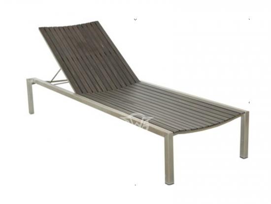 Stainless Steel Frame Poly-wood Sun Lounger For Swimming Pool