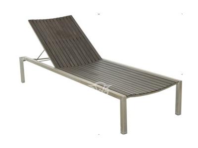 Durable Stainless Steel Frame PVC Wood Sun Lounger Set