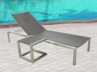 Stainless Steel Frame Poly-wood Sun Lounger For Swimming Pool