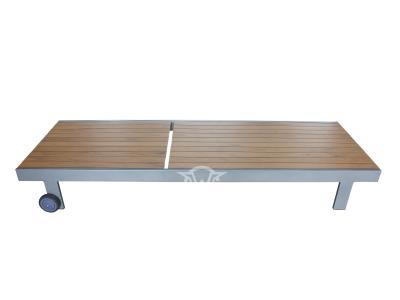Aluminum Frame PVC Wood Sun Lounger With Wheels For Pool