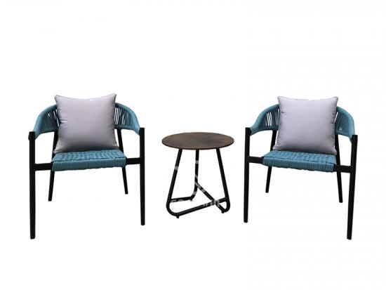 Balcony Furniture Aluminum Frame Weave Rope Leisure Set