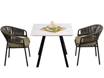 All Weather Aluminum Frame Square Dining Table Set