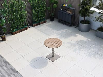 Aluminum Frame Plastic Wood Top Round Dining Table