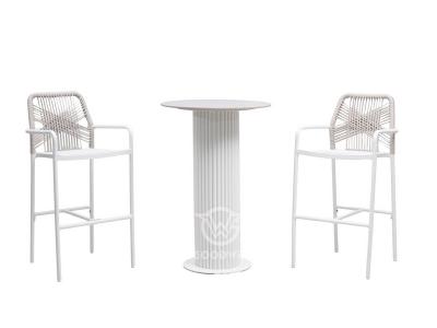 Outdoor  Aluminum Frame Weave Rope Bar Stool Set