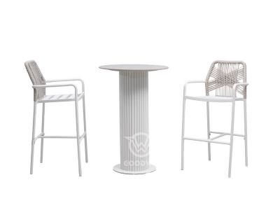 Elegant Bar Bistro Chairs Set With Aluminum Frame Round Table